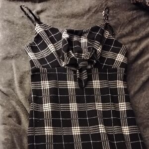 Black and White Sheath Mini Dress with Spaghetti Straps